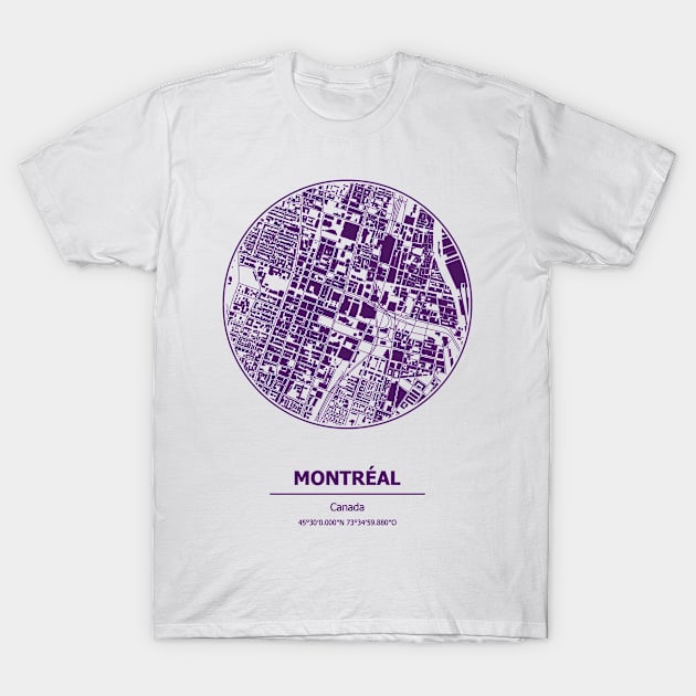 Montreal city map coordinates T-Shirt by SerenityByAlex